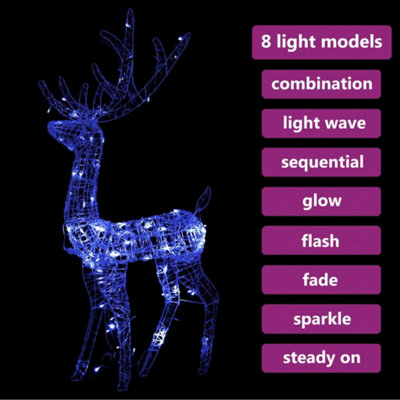 Acrylic Reindeer Christmas Decoration 140 LEDs 120cm Blue - 5