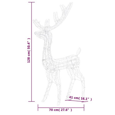 Acrylic Reindeer Christmas Decoration 140 LEDs 120cm Colourful - 9