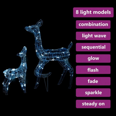 Acrylic Reindeer Family Christmas Decoration 160 LED Cold White - 4