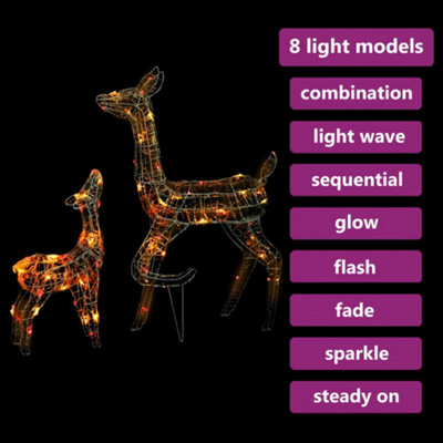 Acrylic Reindeer Family Christmas Decoration 160 LED Colourful - 4