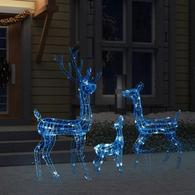 Acrylic Reindeer Family Christmas Decoration 300 LED Blue - 3