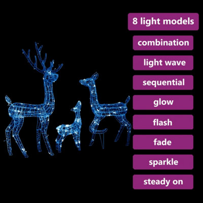 Acrylic Reindeer Family Christmas Decoration 300 LED Blue - 4