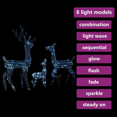 Acrylic Reindeer Family Christmas Decoration 300 LED Cold White - 4