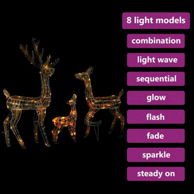 Acrylic Reindeer Family Christmas Decoration 300 LED Colourful - 4