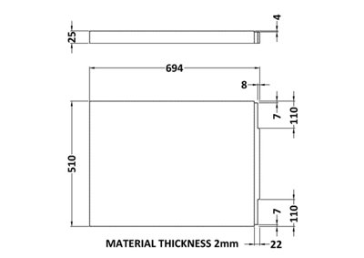 Acrylic Straight Bath End Panel - 700mm - White - Balterley