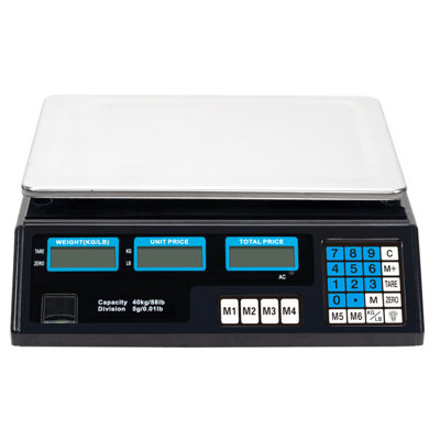 ACS-30 40kg/5g Digital Price Computing Scale for Vegetable UK Plug Silver & Black