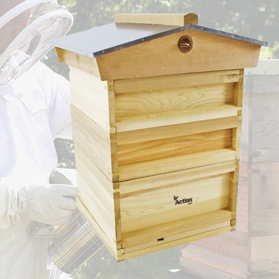 Actiasbee Assembled National Pine Beehive with Gabled Roof Brood Box ...