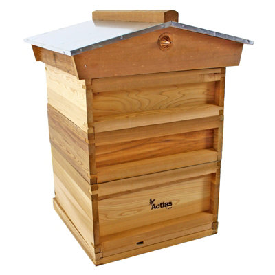 Actiasbee National Cedar Beehive with Gabled Roof Brood Box, 2 Supers ...