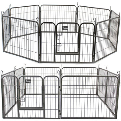 Actiaspet Metal Pet Play Pen 8 Panel Small Foldable Indoor and Outdoor Enclosure Black