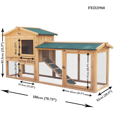 Actiaspet Portable Extra Large Wooden Triangle Rabbit Hutch and Cover ...