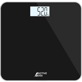 Active Era Digital Bathroom Body Weight Scales Ultra Slim Glass LCD Black