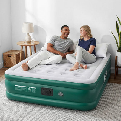 Active Era King Size Comfort Air Bed with Built-In Electric Pump, Waterproof and Inflates within 3 mins - Green/White