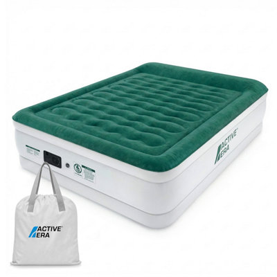 Active Era King Size Comfort Plus Air Bed with Built-In Electric Pump, Inflates within 2.5 mins - Green/White