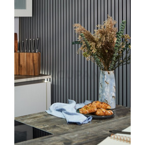 Acupanel Contemporary Arctic Grey Wrapped Acoustic Slat Wall Panel 240cm x 60cm