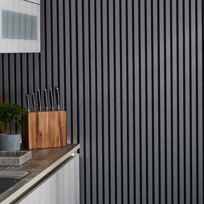 Acupanel Contemporary Arctic Grey Wrapped Acoustic Slat Wall Panel ...