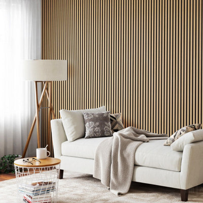 Acupanel Contemporary Oak Acoustic Wood Slat Wall Panel 240cm x 60cm