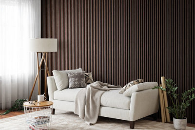 Acupanel Contemporary Smoked Oak Acoustic Wood Slat Wall Panel 240cm x 60cm