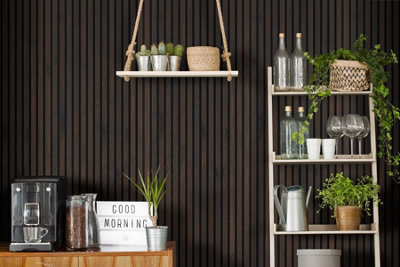 Acupanel Contemporary Smoked Oak Acoustic Wood Slat Wall Panel 240cm x 60cm