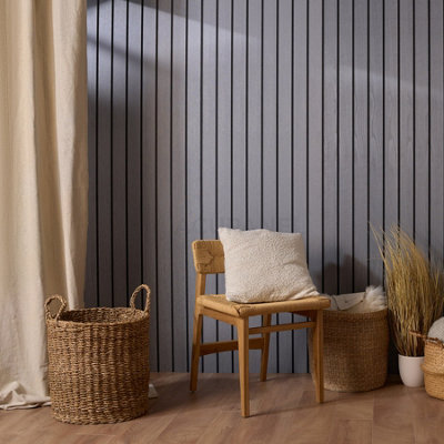 Acupanel Luxe Natural Grey Oak Non Acoustic Wood Slat Wall Panel 240cm ...