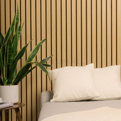 Acupanel Luxe Natural Oak Acoustic Wood Slat Wall Panel 240cm x 60cm