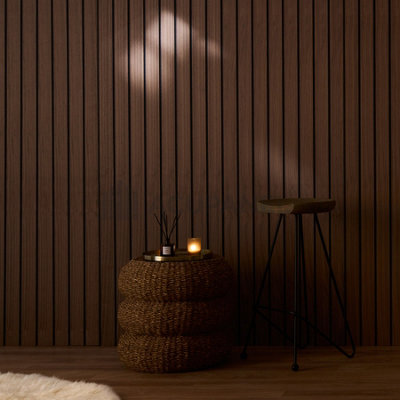 Acupanel Luxe Natural Walnut Non Acoustic Wood Slat Wall Panel 240cm x 60cm