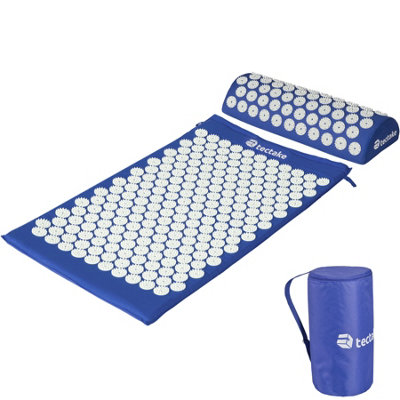 Acupressure Mat - muscle tension reliever set with mat, cushion and bag - blue