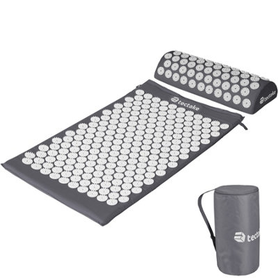 Acupressure Mat - muscle tension reliever set with mat, cushion and bag - grey