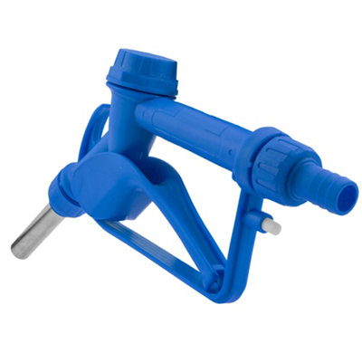 Ad-blue gravity fed fuel delivery gun nozzle with stainless steel nozzle for use with19mm hose,