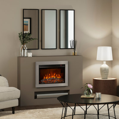 Adali Brushed Steel Inset Wall Mounted Electric Fire