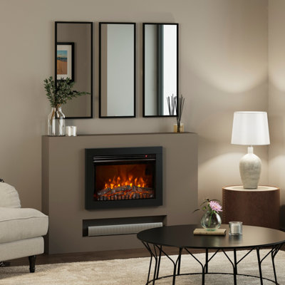 Adali Matt Black Inset Wall Mounted Electric Fire