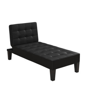 Adalynn Chaise Lounger Black Faux Leather