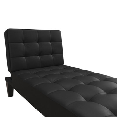 Adalynn Chaise Lounger Black Faux Leather