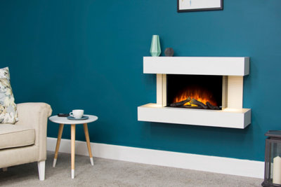 Adam Altair Wall Mounted Electric Fire Suite with Downlights & Remote Control in Pure White