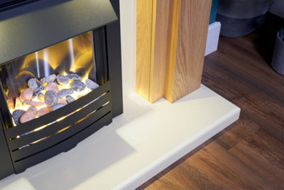 Adam Beaumont Fireplace in Oak u0026 Cream with Helios Electric Fire in Black,  48 Inch | DIY at Bu0026Q