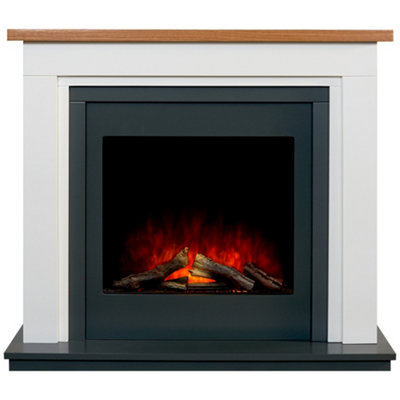 Adam Brentwood Electric Fireplace Suite in Pure White & Charcoal Grey, 43 Inch