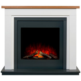 Adam Brentwood Electric Fireplace Suite in Pure White & Charcoal Grey, 43 Inch
