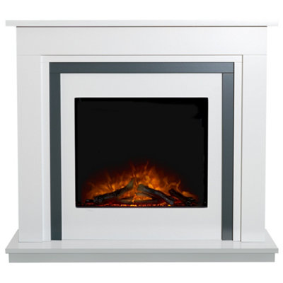 Adam Brentwood Electric Fireplace Suite in Pure White & Grey, 43 Inch Price Comparisons | Compare The Build