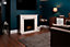 Adam Brixton White Marble Fireplace with Ontario Black Electric Fire, 43 Inch