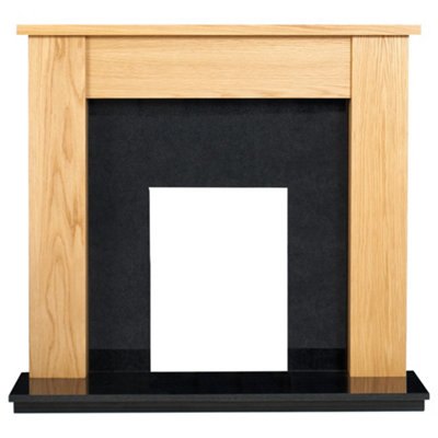 Adam Buxton Fireplace in Oak & Black Granite Stone, 48 Inch