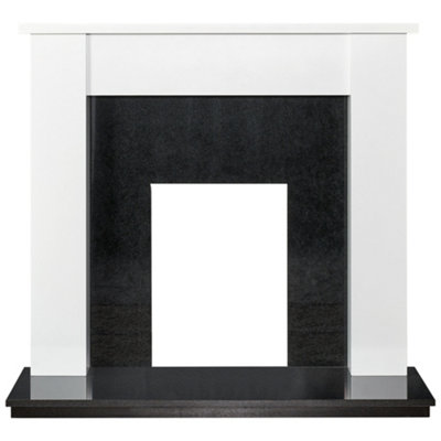 Adam Buxton Fireplace in Pure White & Black Granite Stone, 48 Inch