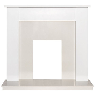 Adam Buxton Fireplace in Pure White & White Marble, 48 Inch
