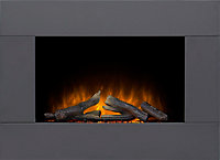 Adam Carina Electric Wall Mounted Fire with Logs & Remote Control in Black, 32 Inch