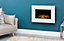 Adam Carina Electric Wall Mounted Fire with Logs & Remote Control in Pure White, 32 Inch
