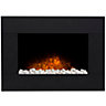 Adam Carina Electric Wall Mounted Fire with Pebbles & Remote Control in Black, 32 Inch