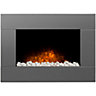 Adam Carina Electric Wall Mounted Fire with Pebbles & Remote Control in Satin Grey, 32 Inch