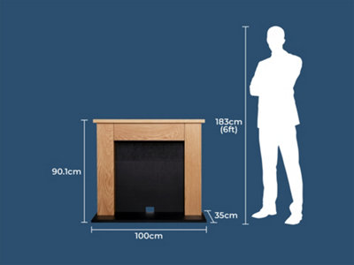 Adam Chester Electric Stove Fireplace in Oak & Black, 39 Inch