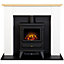 Adam Chester Fireplace in Pure White with Hudson Electric Stove in Black, 39 Inch