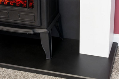 Adam Chester Fireplace in Pure White with Sureflame Ripon Electric Stove in Black, 39 Inch