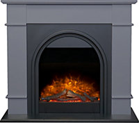 Adam Chesterfield Electric Fireplace Suite in Grey & Charcoal Grey, 44 Inch