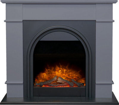 Adam Chesterfield Electric Fireplace Suite in Grey & Charcoal Grey, 44 Inch Price Comparisons | Compare The Build